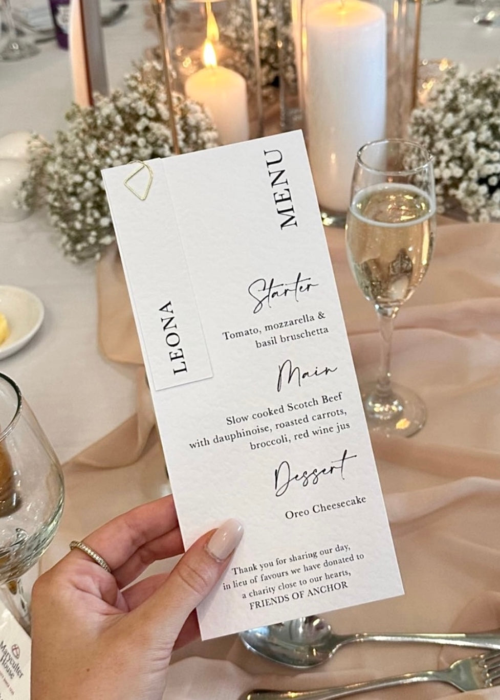 Wedding Menu & Name Tab - Monochrome