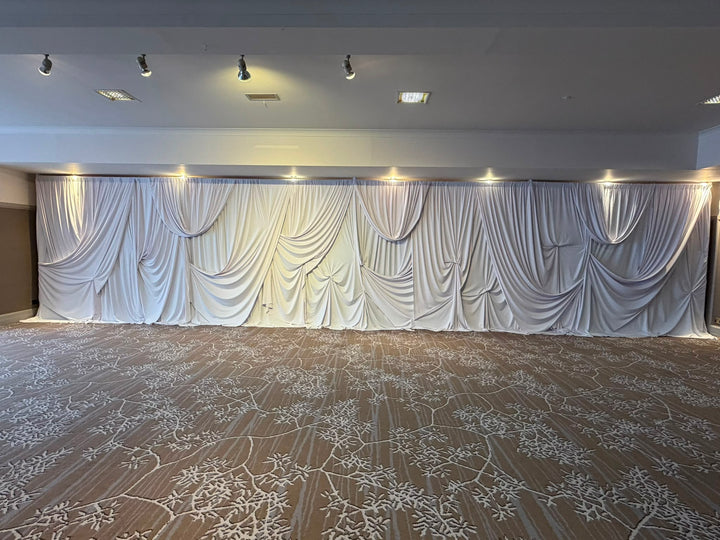Rental - 12m x 3m Dramatic Draped White Backdrop