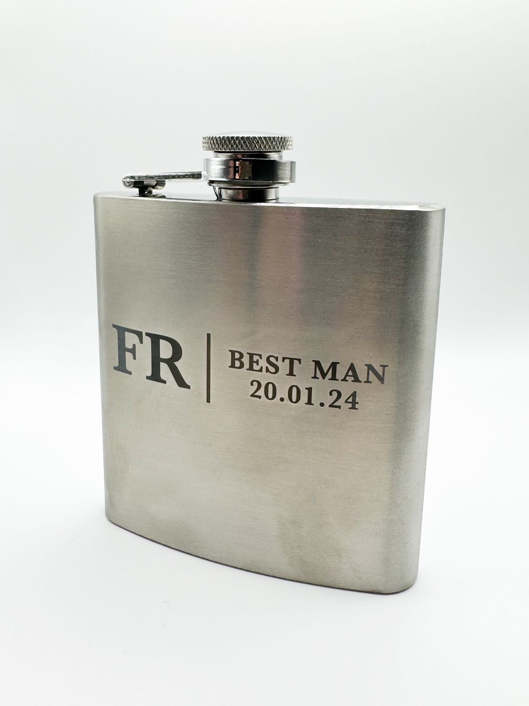 6oz Stainless Steel Hip Flask - Best Man Personalised - Style 1
