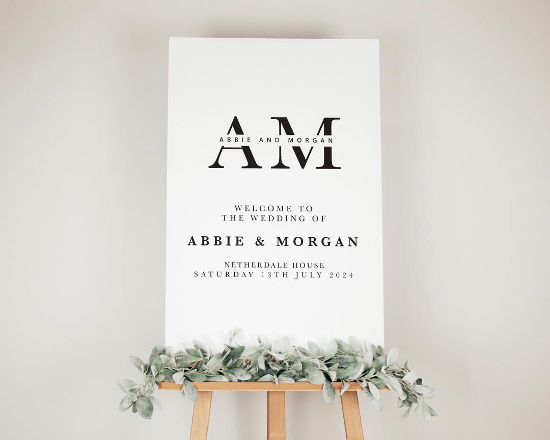 A1 Printed Sign - Wedding Welcome Sign - Monochrome - Style 2