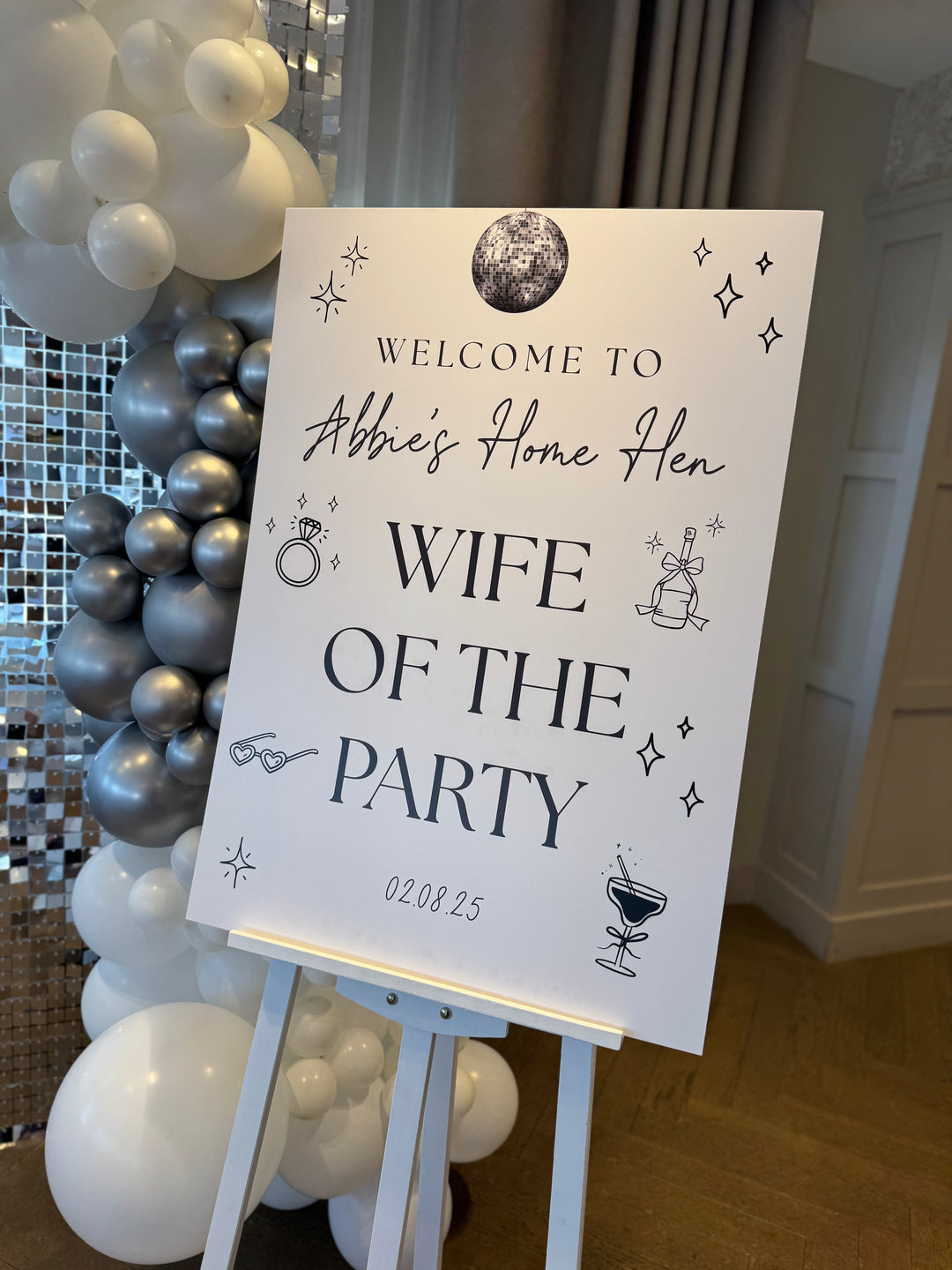 A1 Printed Wife of The Party Monochrome Sign