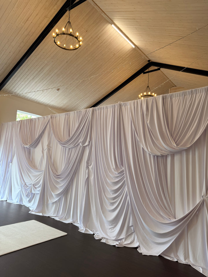 Rental - 9m x 3m Dramatic Draped White Backdrop