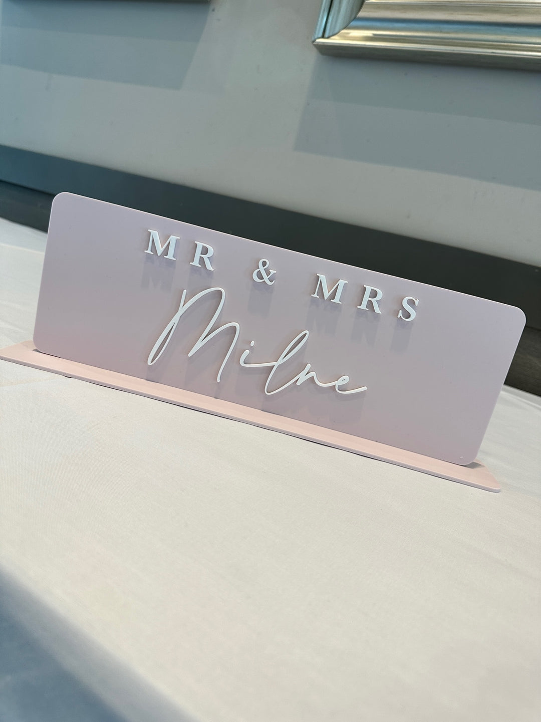 Pink Acrylic Top Table Name Sign