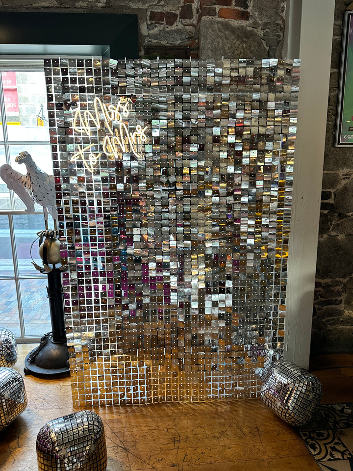 Rental - Mirror Silver Square Sequin Wall - Half Size