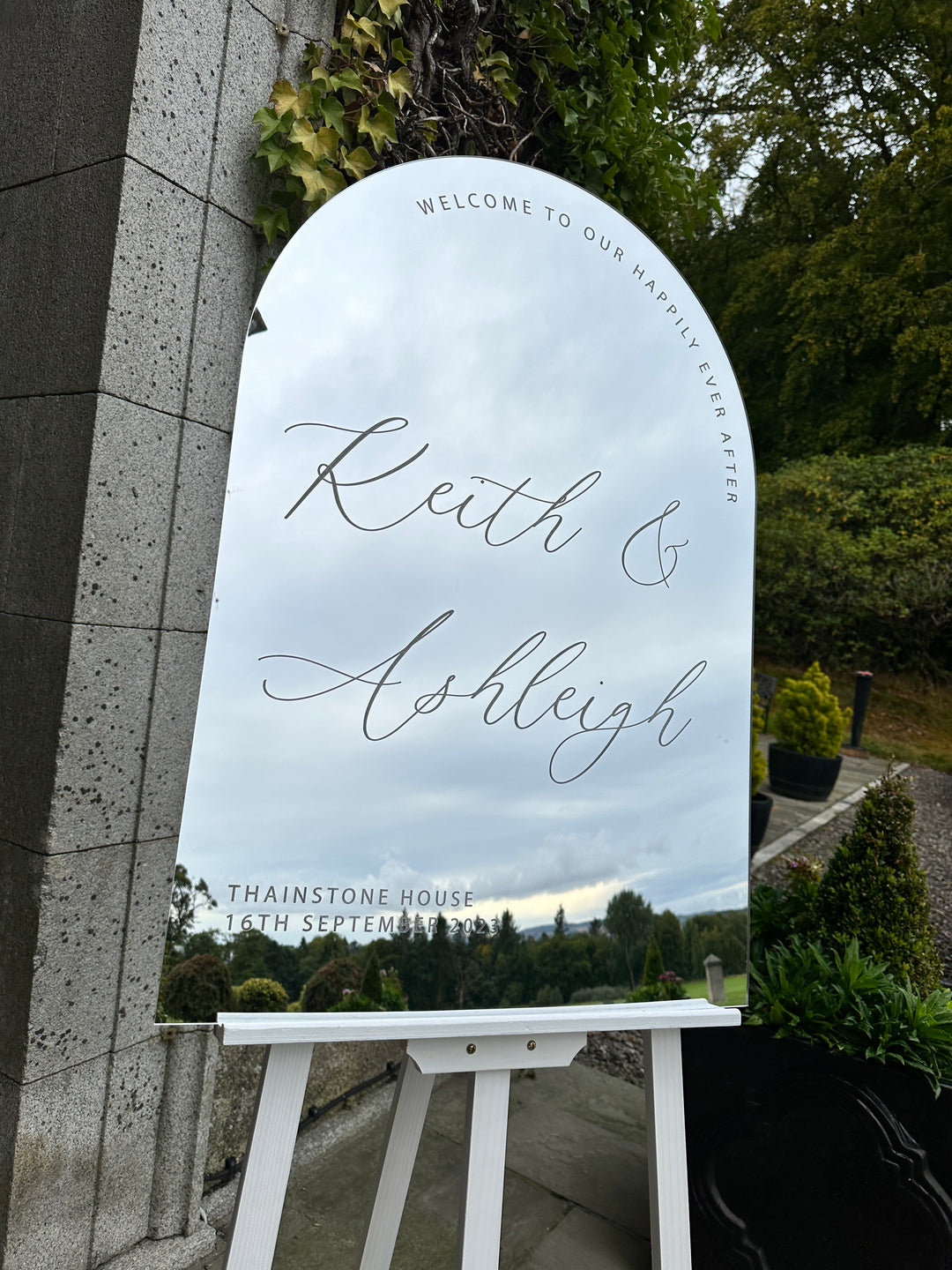 A1 Arch Laser Engraved Wedding Welcome Sign - Style 1