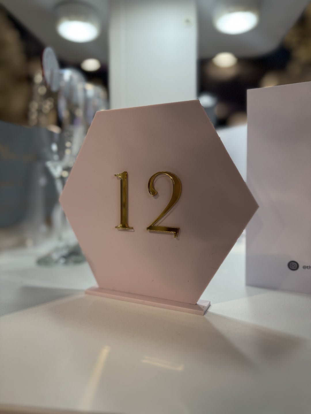 Rental - Table Number - Hexagon - Pink & Gold