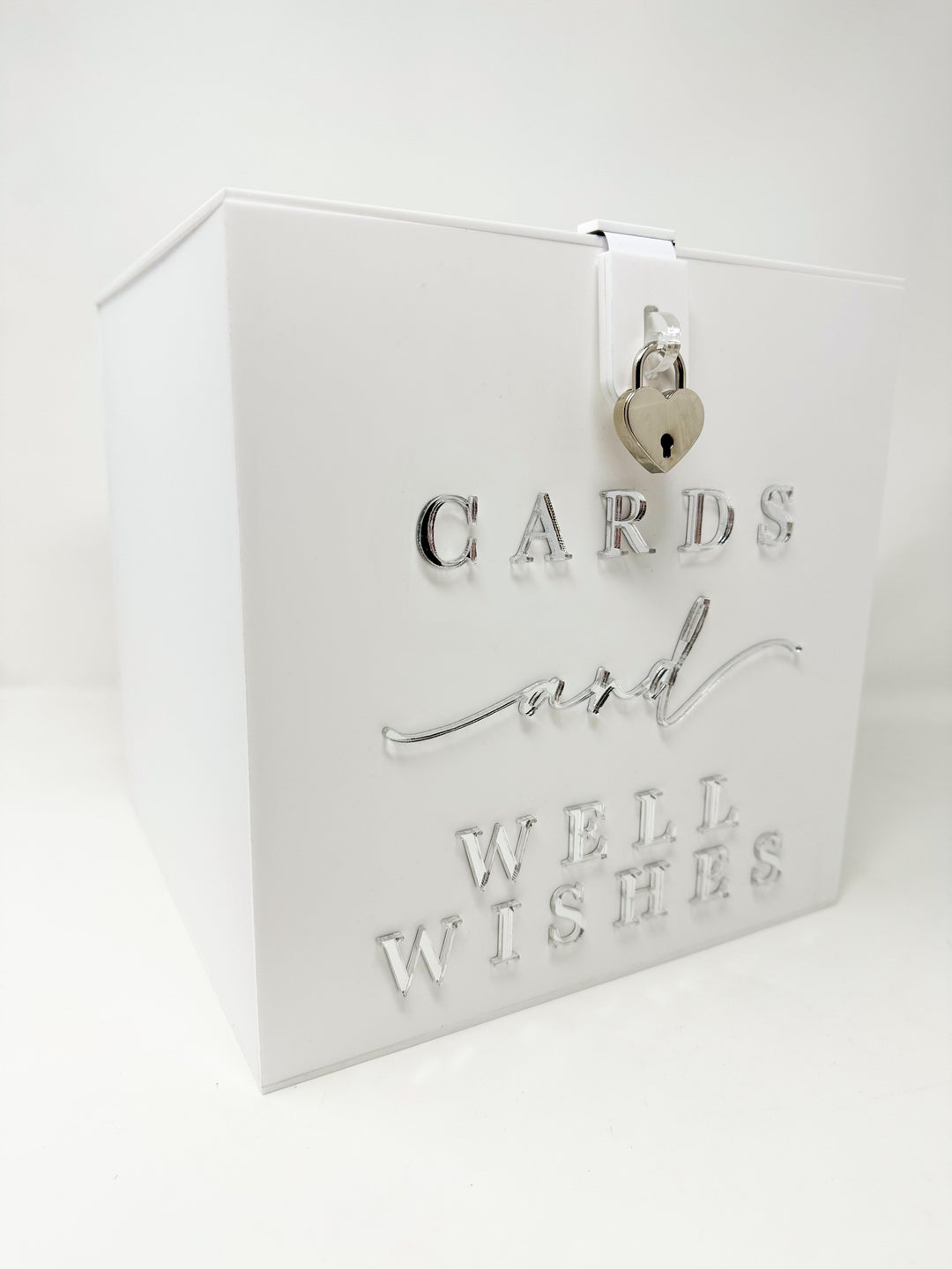 Rental - Acrylic Card Box - White & Silver