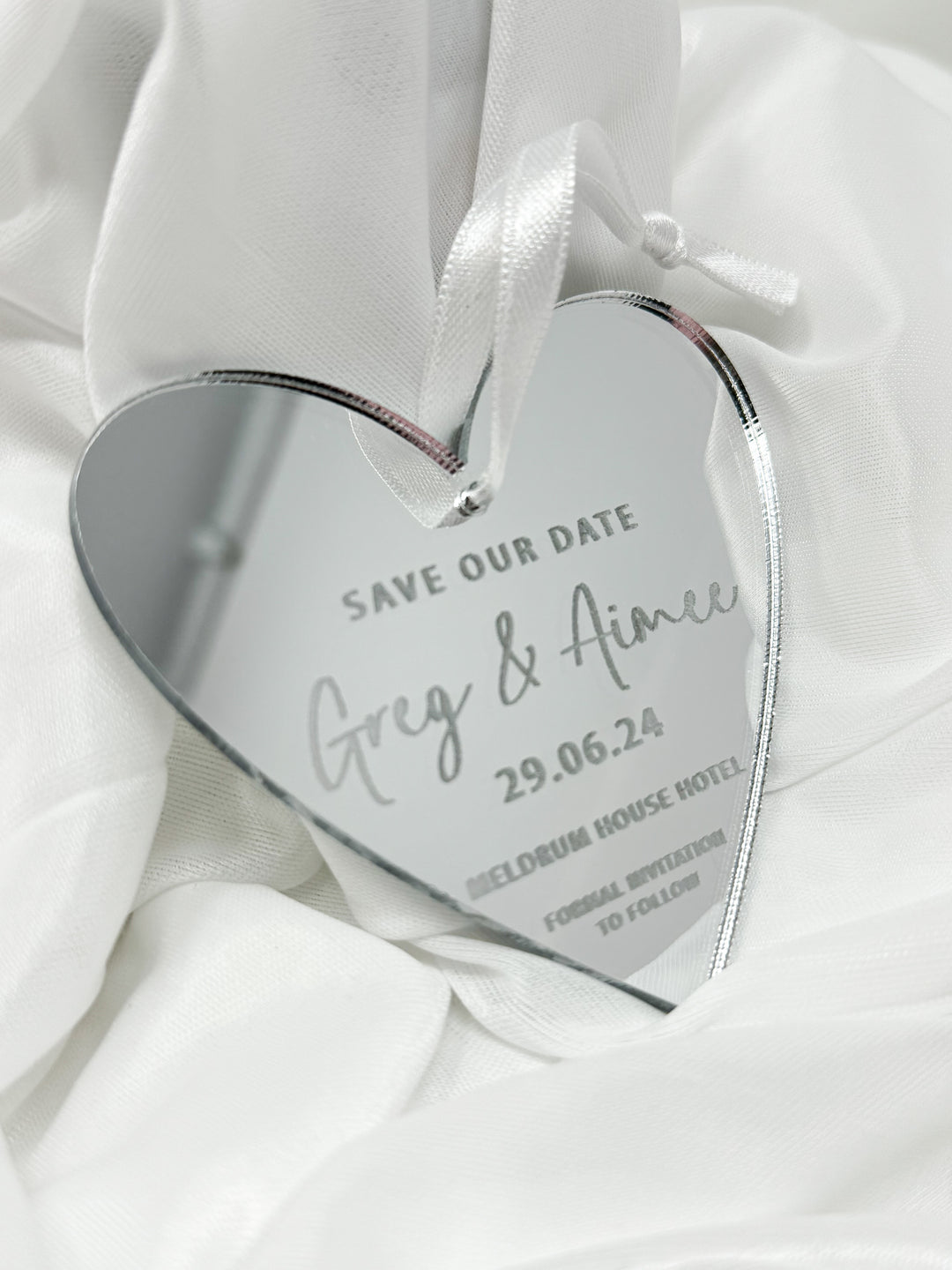 Save Our Date - Heart - Mirrored Acrylic - Style 1