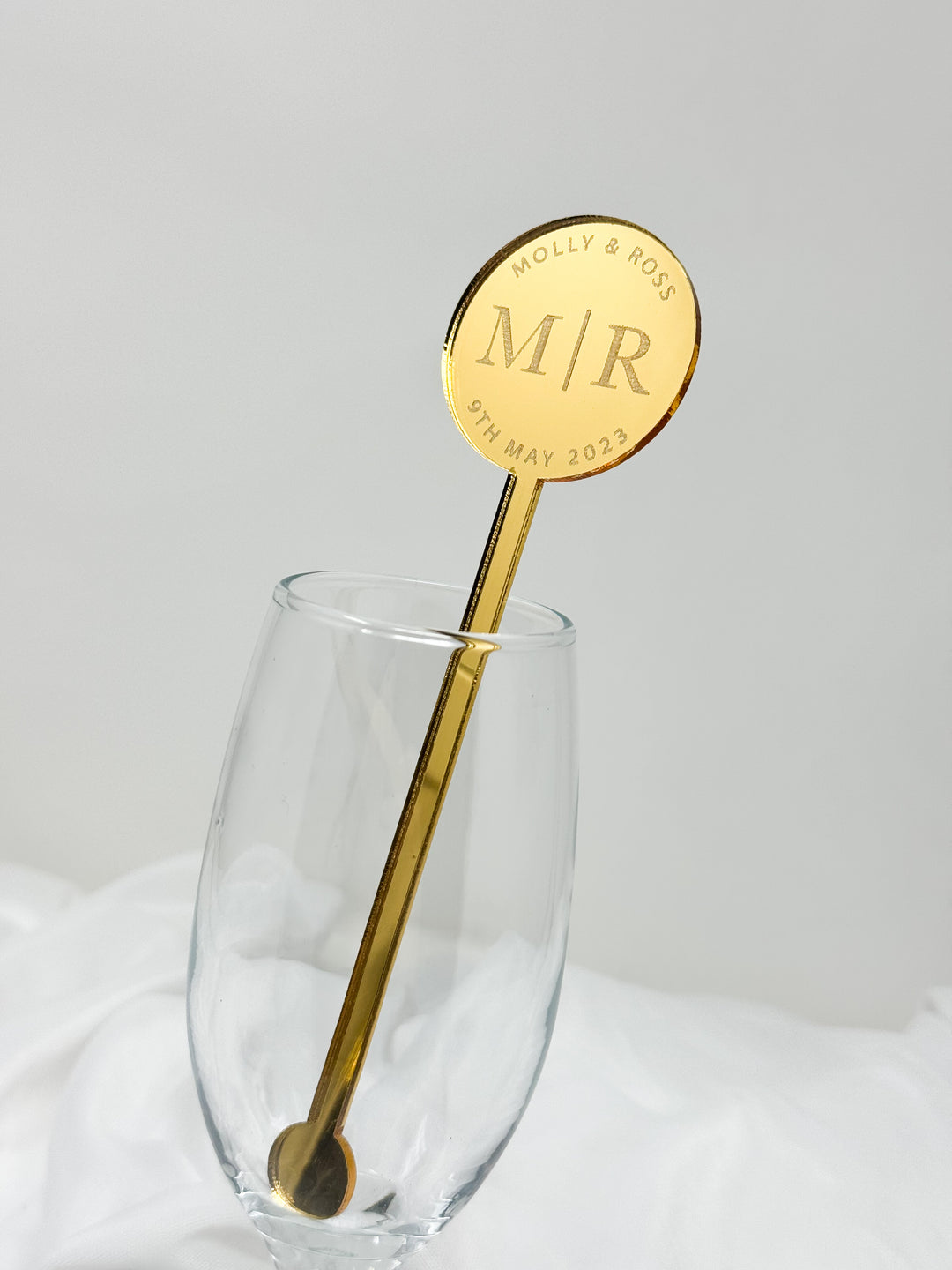 Acrylic Drink Stirrer - Circle - Initials - Style 2
