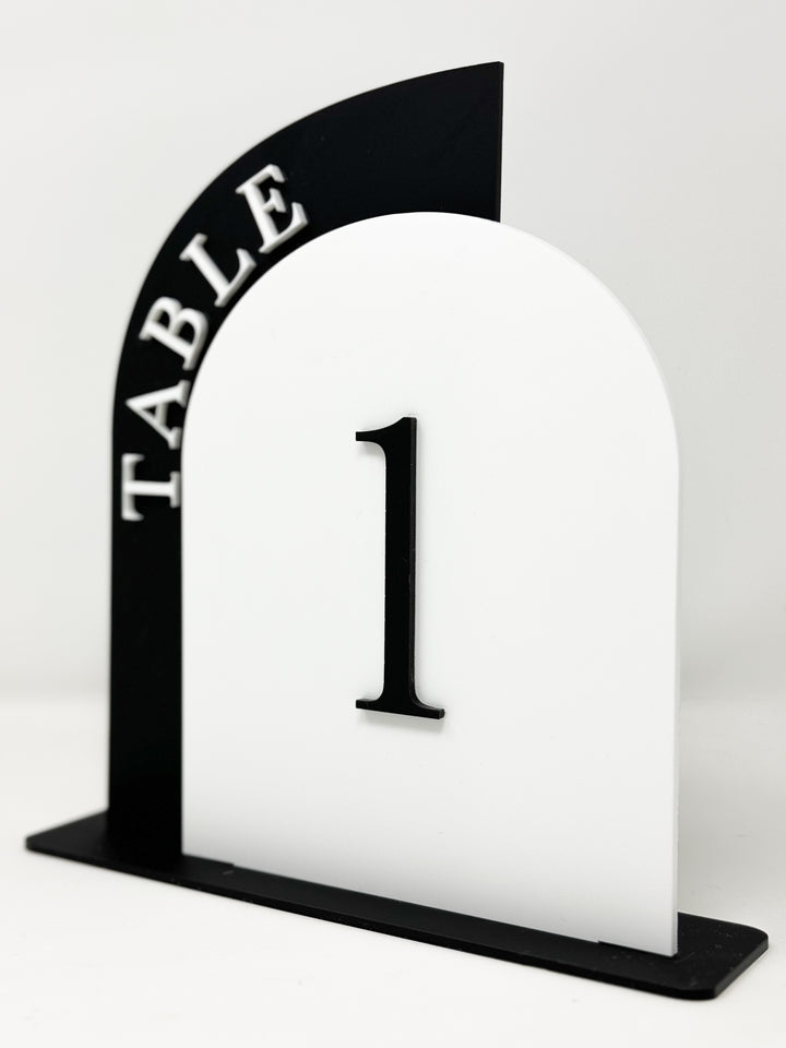 Rental - Table Number - Deluxe Arch - White & Black