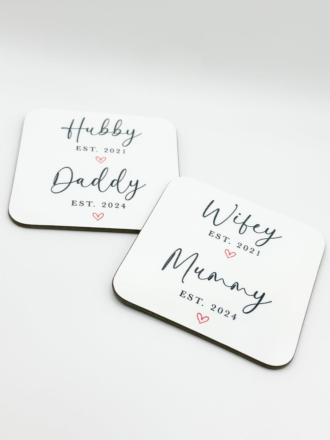 Personalised Coasters (Set of 2) - Mummy / Daddy Est.