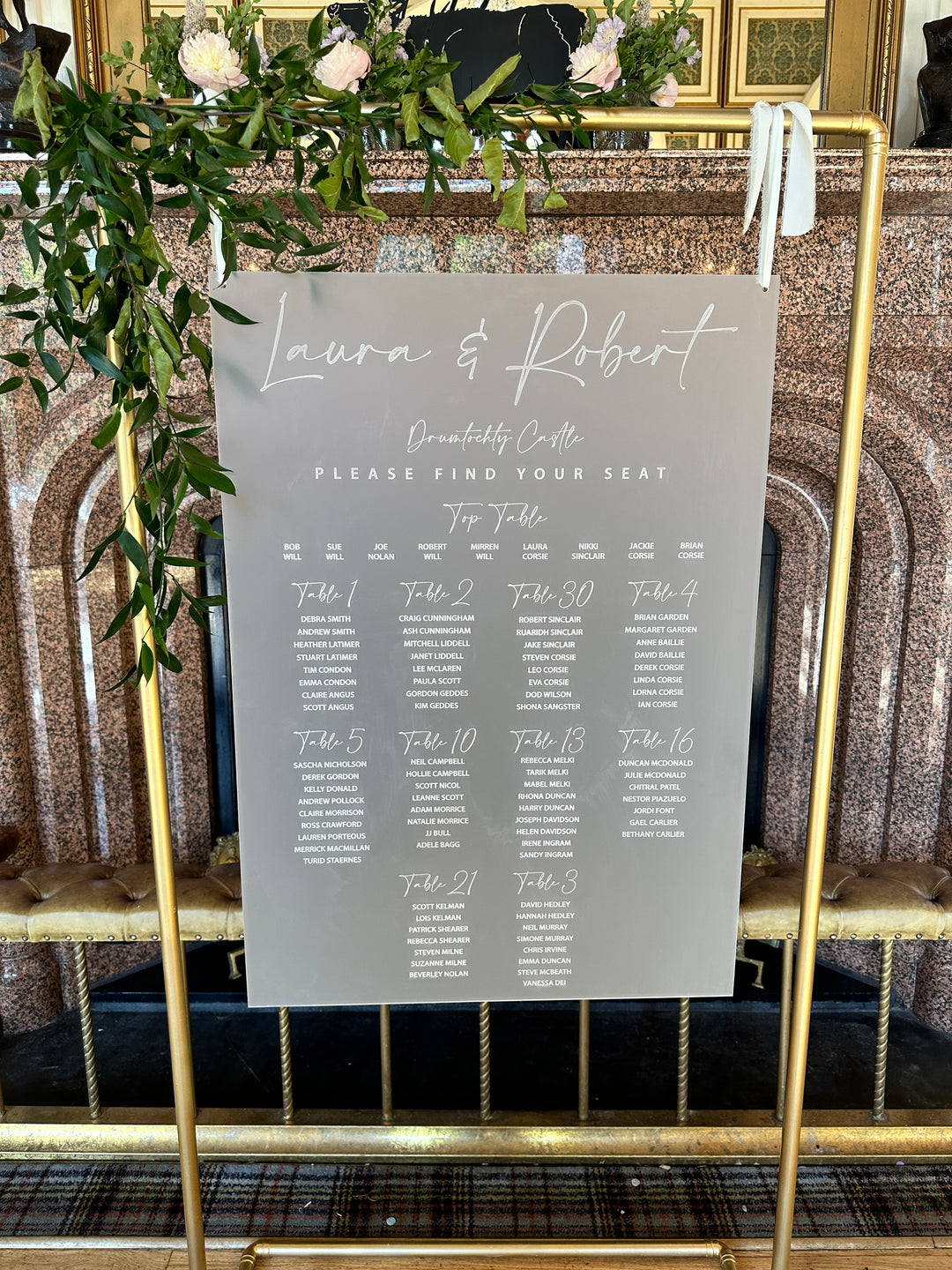 Engraved Table Setting A1 Laser Engraved Table Plan – Thoughts and Crosses