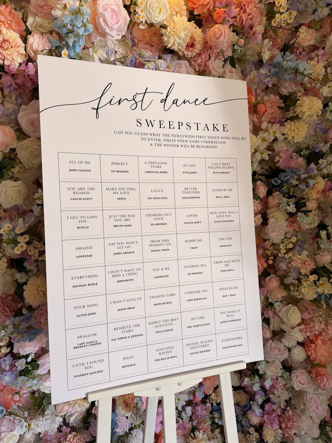 A1  Printed First Dance Sweepstake