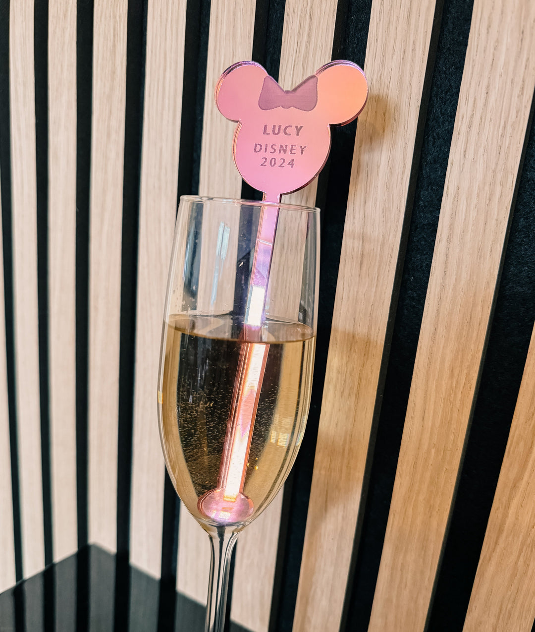 Acrylic Drink Stirrer - Mouse Ears with Bow