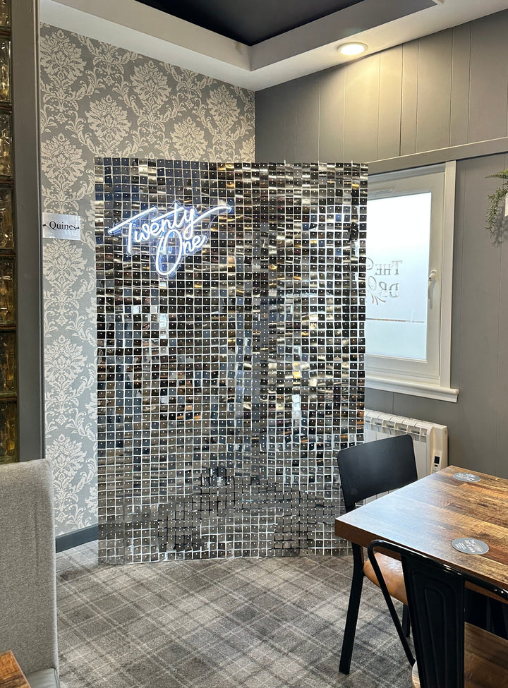 Rental - Mirror Silver Square Sequin Wall - Half Size