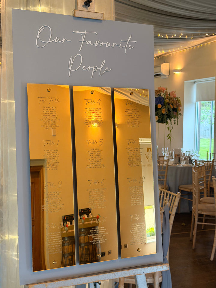 Rental - 3D Panel Table Plan - Blue, White & Gold
