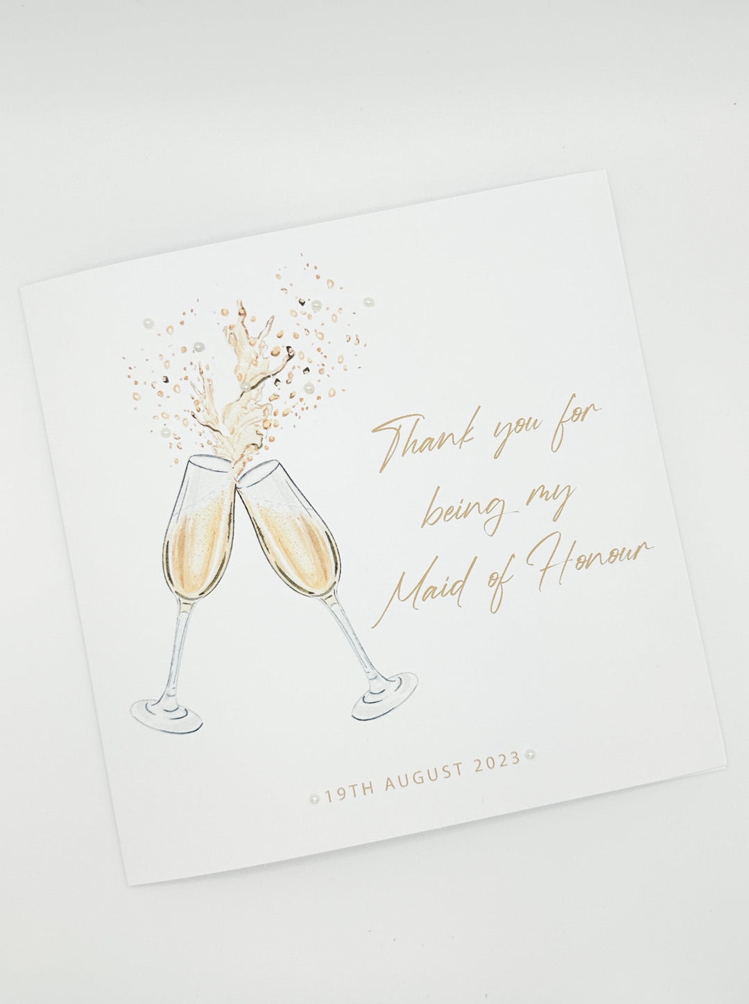 Wedding Maid of Honour Thank You Card - Glasses of Fizz