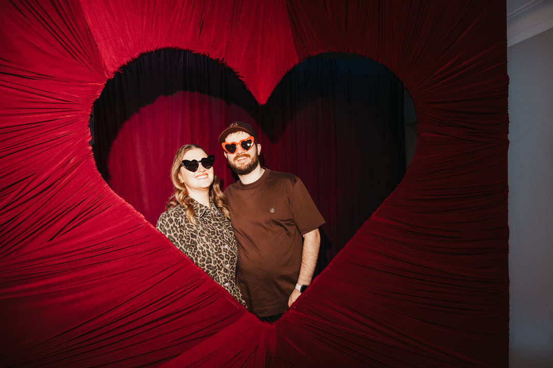 Rental - Draped Photo Backdrop - Burgundy Heart
