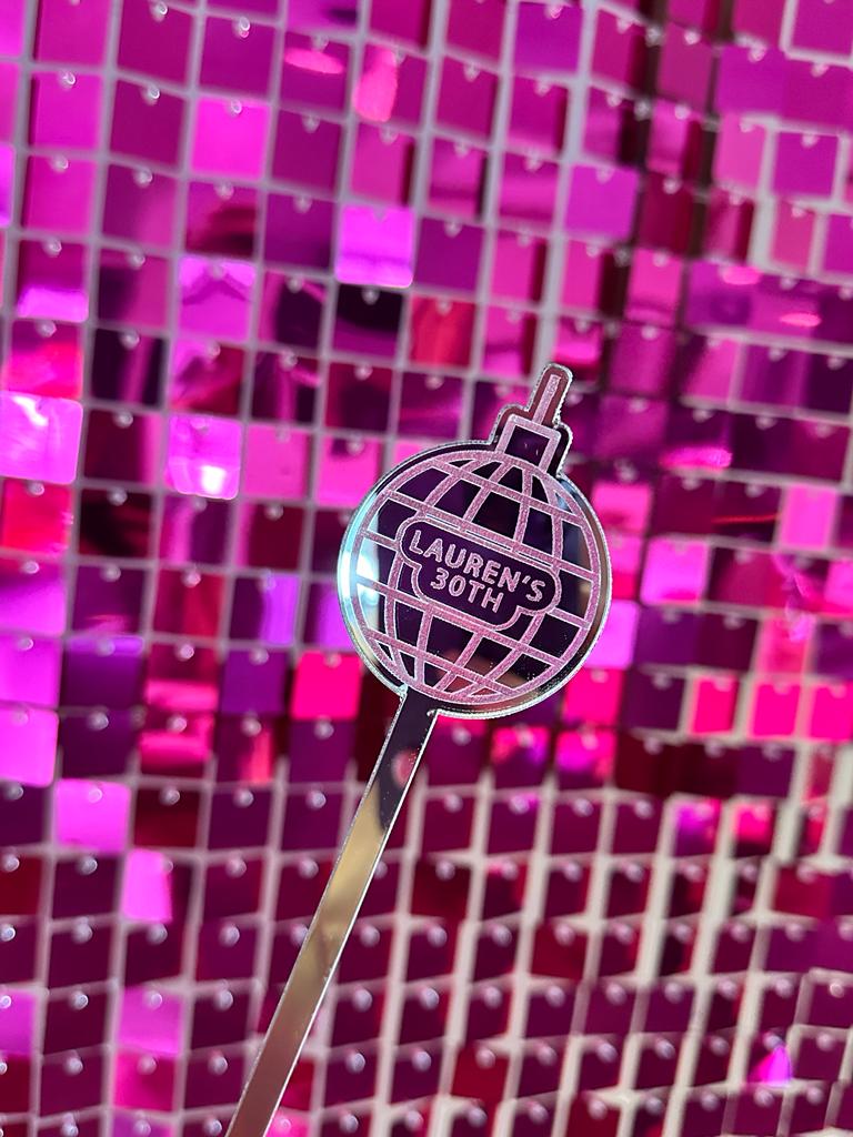 Disco Ball Personalised Drink Stirrer