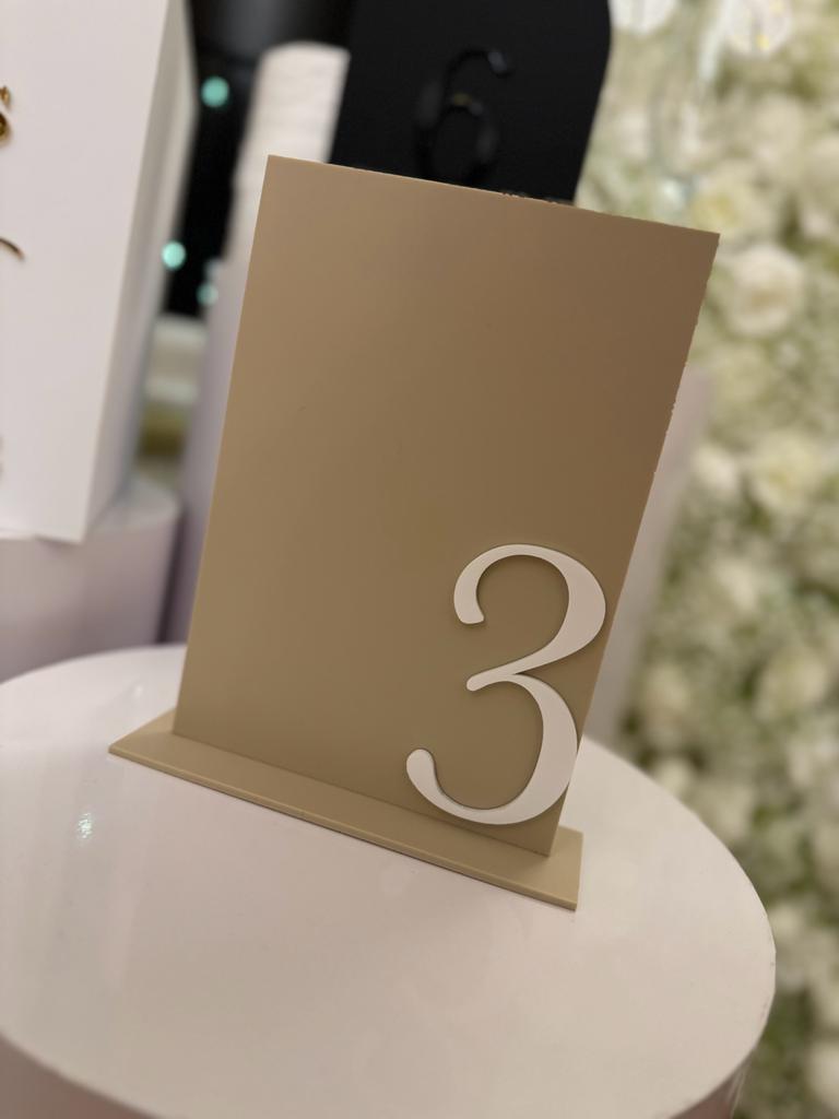 Rental - Table Number - Square - Nude & White