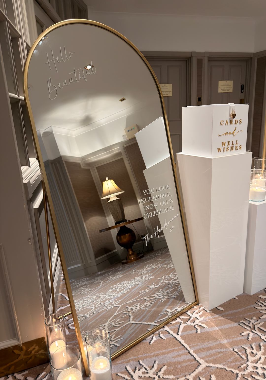 Rental - Gold Mirror with Personalised Name