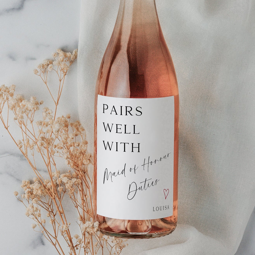 Bottle Label - 'Pairs Well with Maid of Honour Duties' - Wine Bottle