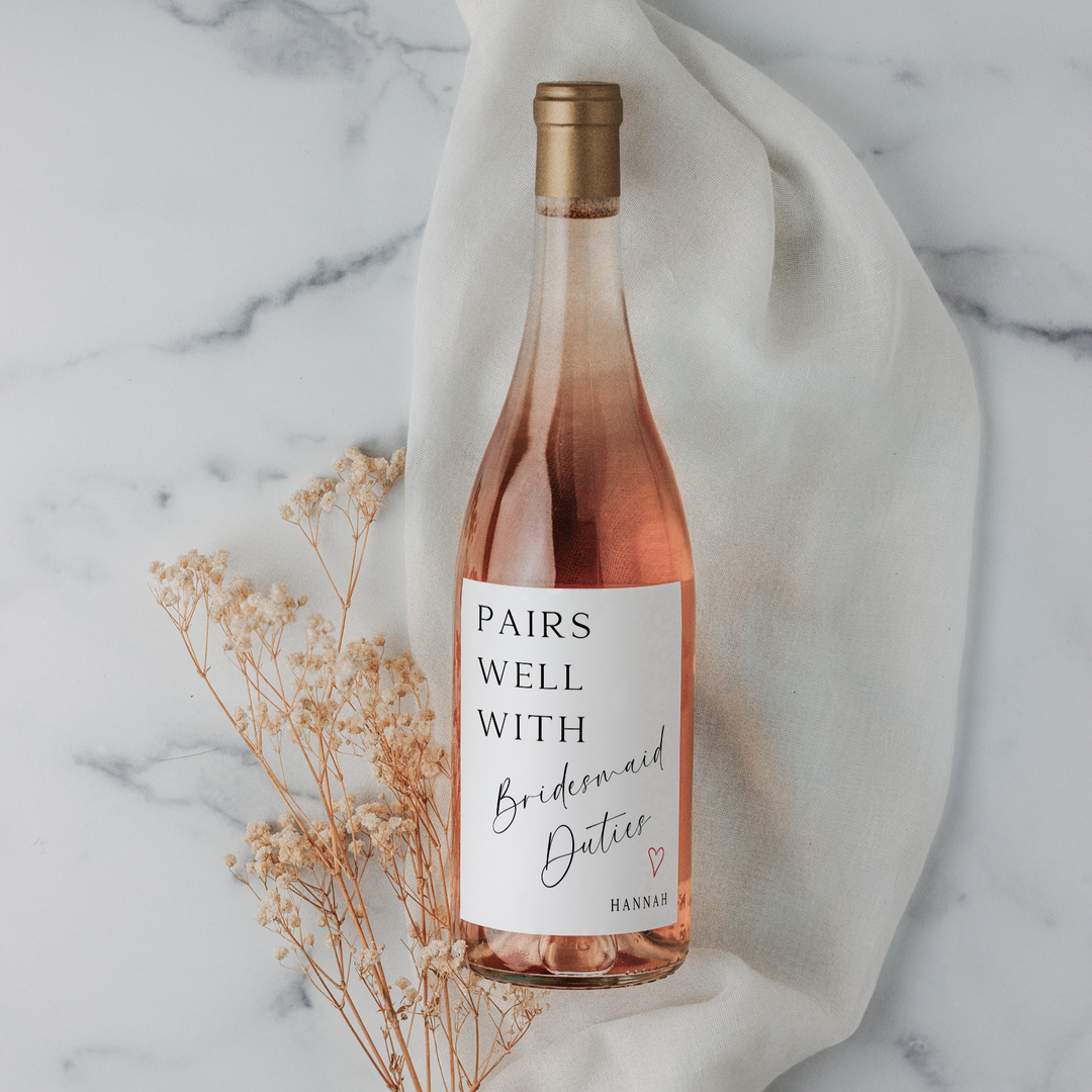 Bottle Label - 'Pairs Well with Bridesmaid Duties' - Wine Bottle