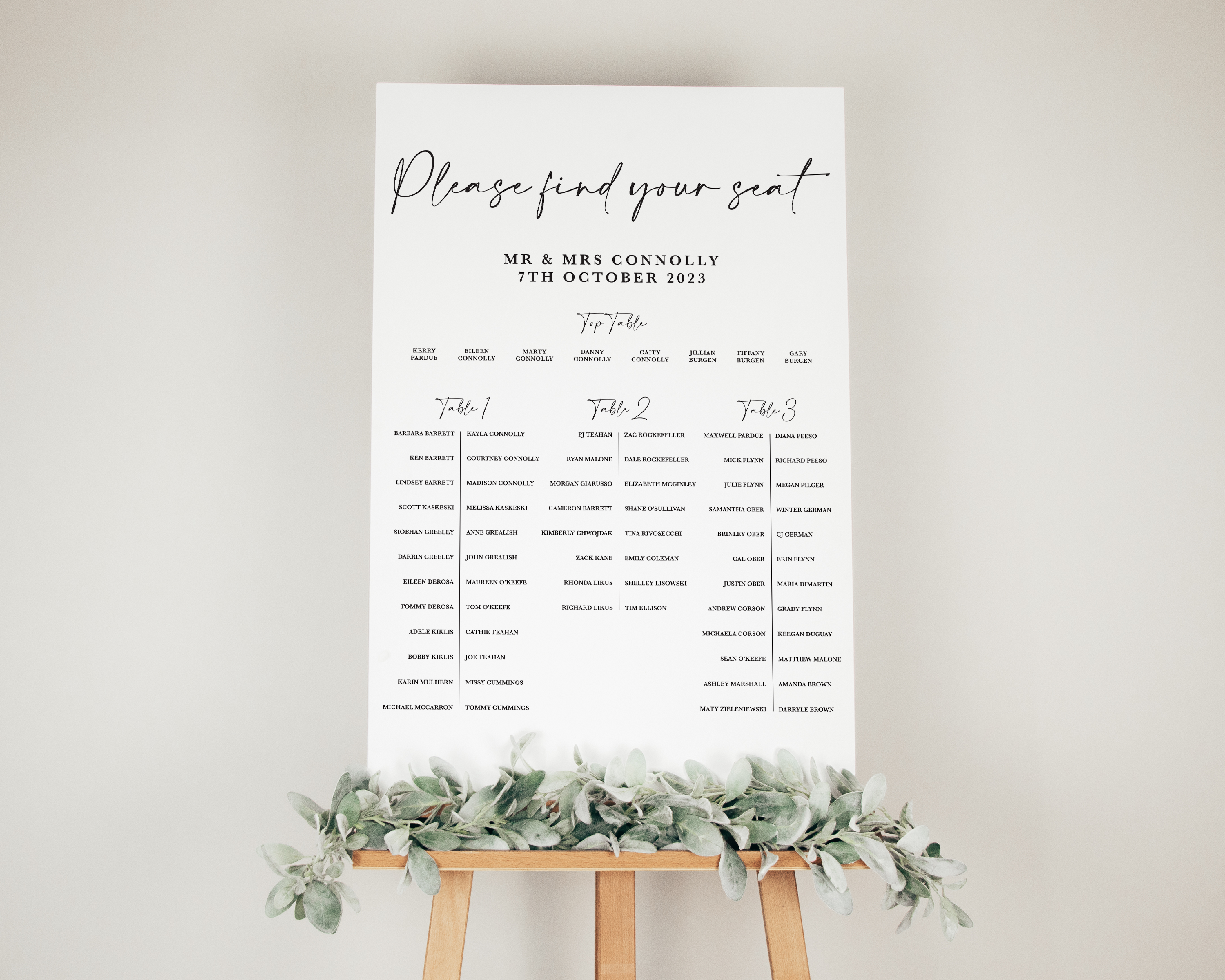 Perfect Table Plan Examples A1 Printed Table Plan - Monochrome - Style 2 – Thoughts and Crosses