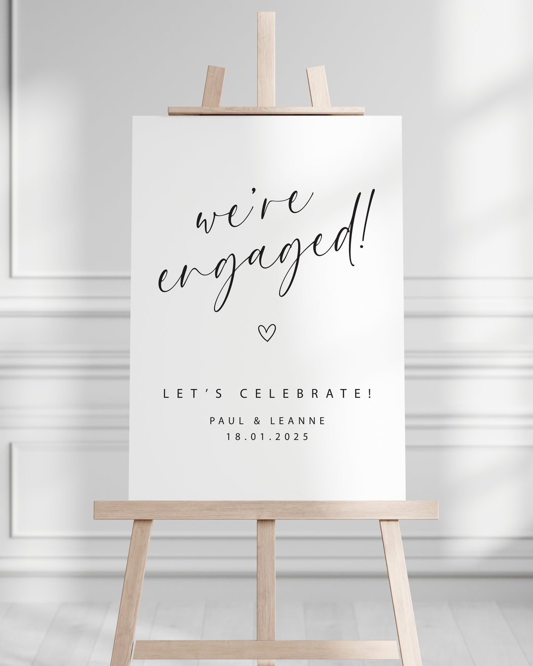 A1 Printed Sign - Engagement - We're Engaged Monochrome Design