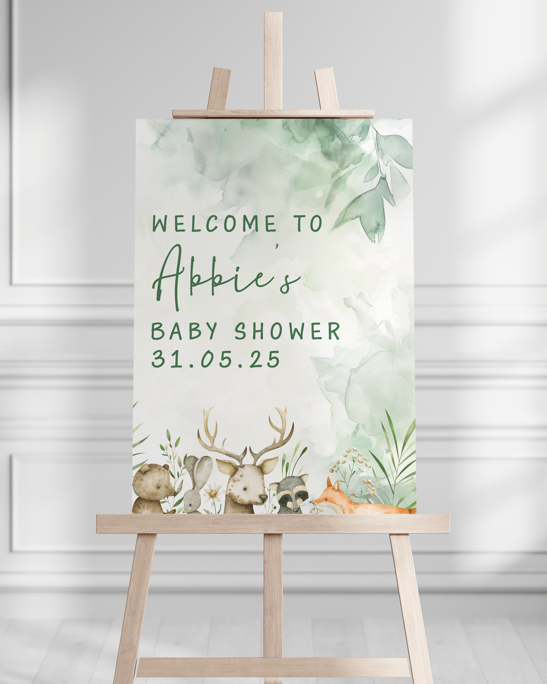 A1 Printed Woodland Animal Baby Shower Sign