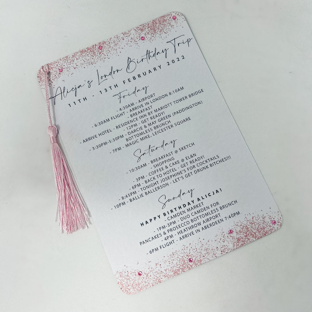 Personalised Itinerary - Pink Sparkles
