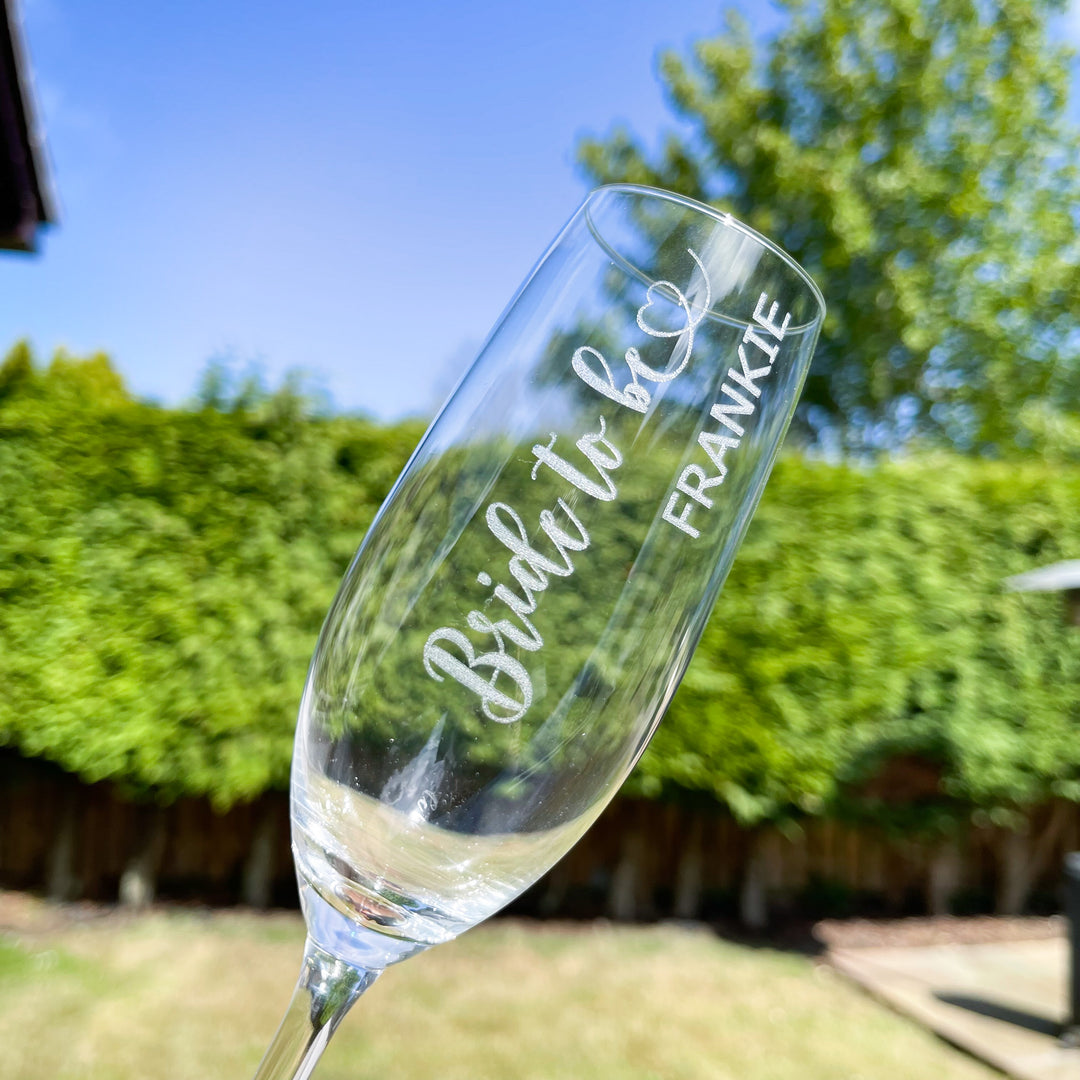 Laser Engraved Bride to Be Flute Glass