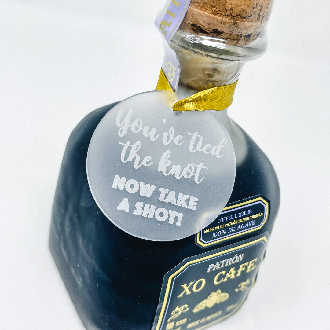 "You've Tied The Knot, Now Take A Shot" Wedding Bottle Tag