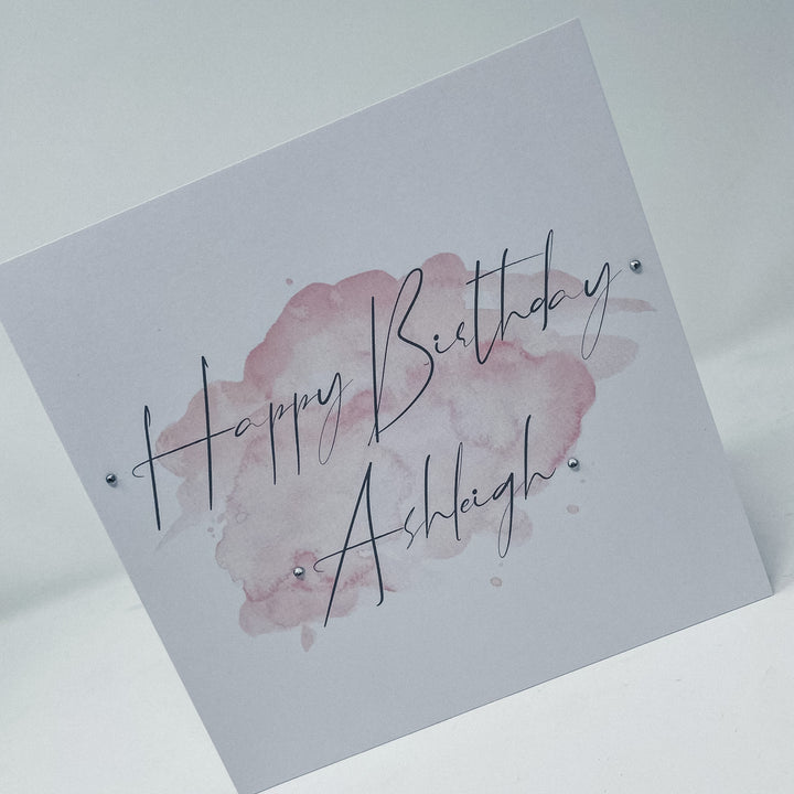 Watercolour Pink Card - For Any Occasion