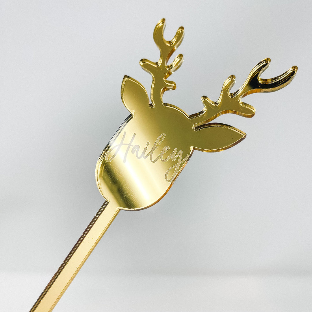 Personalised Reindeer Drinks Stirrer