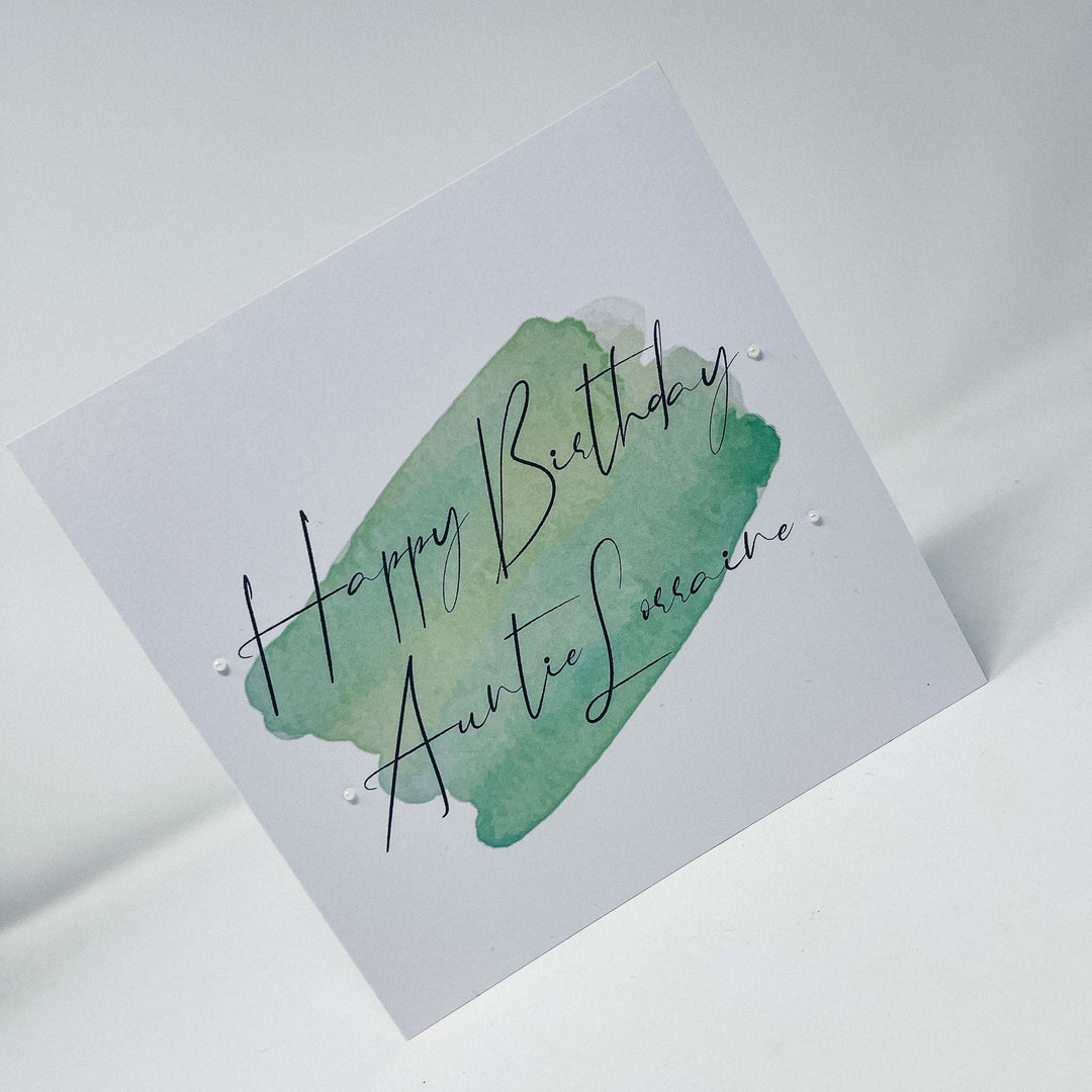 Watercolour Green Card - For Any Occasion