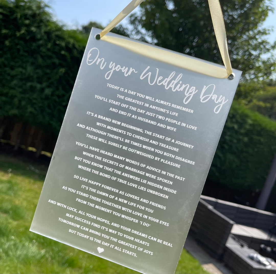 Wedding Day Poem - Laser Engraved Sign