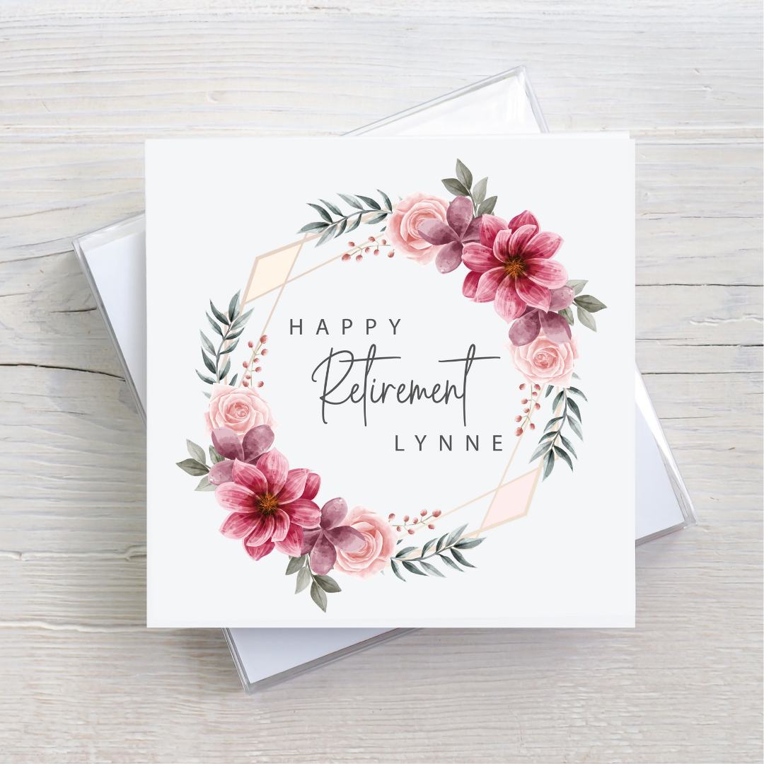 Retirement Card - Pink Wreath