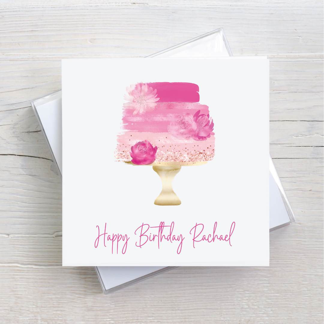 Birthday Card - Pink Cake Design