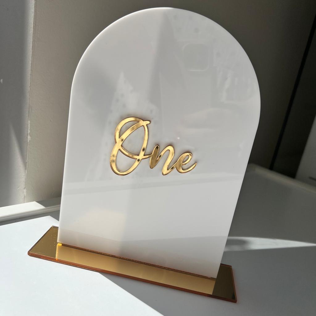 Rental - Table Number - Arch - White & Gold