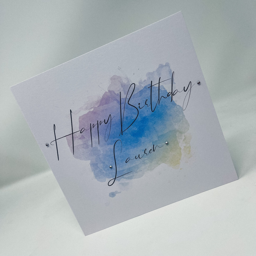Watercolour Purple/Blue/Yellow Card - For Any Occasion